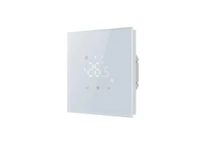 E400 termostato priekinė stiklinė panelė ir jutikliniai mygtukai iš kampo