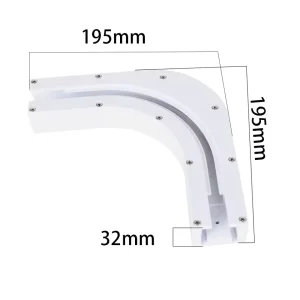 Electric curtain rail connector 90° - dimensions