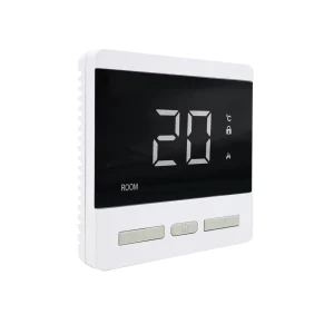 Heavy-duty electric underfloor heating thermostat, 25A - angled