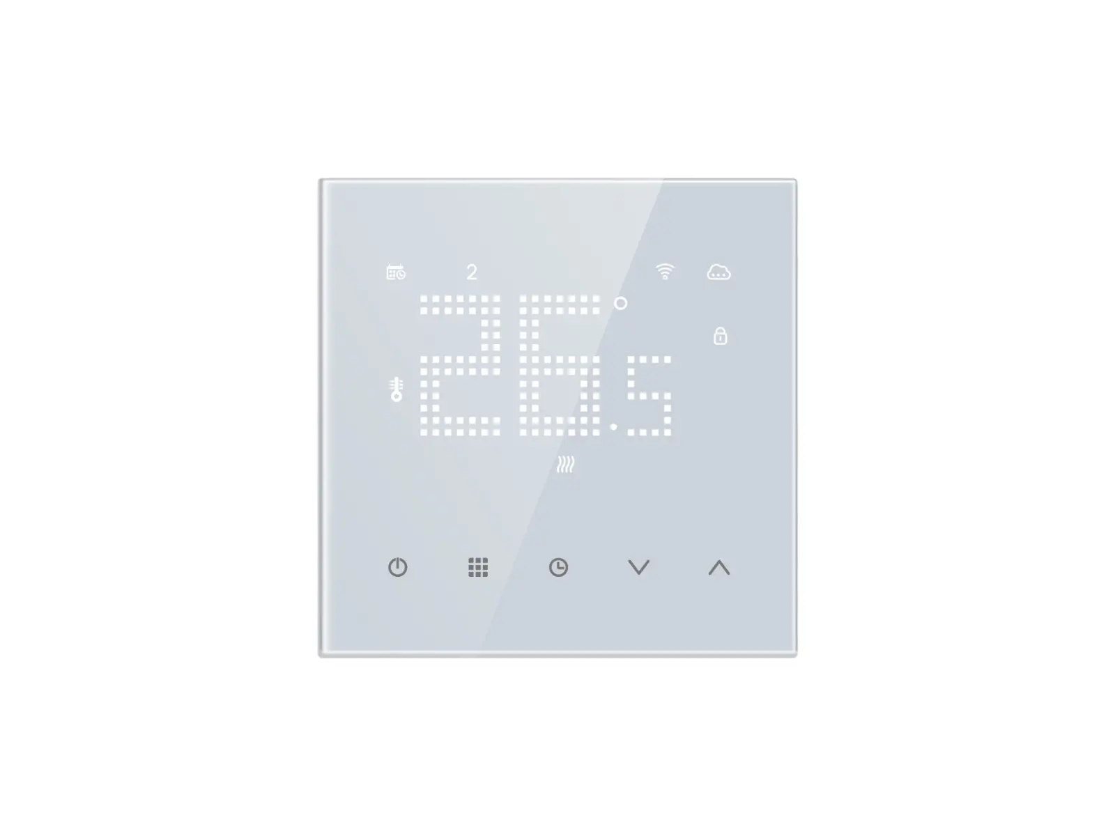 E900i WiFi thermostat for electric underfloor heating with dot display and five touch buttons